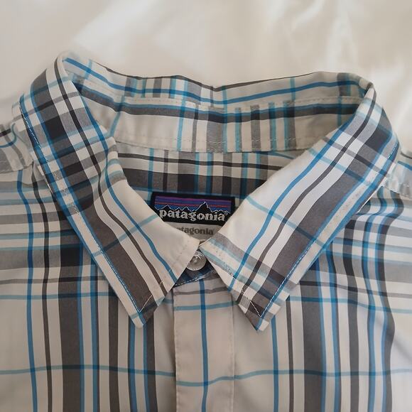 Patagonia Snap Down Shirt Men's XL Gray Blue Multi-Check Casual Short Sleeve - Picture 4 of 11